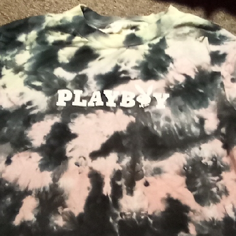 Men's Tie Dyed Playboy Medium Long Sleeve Shirt Bunny Magazine